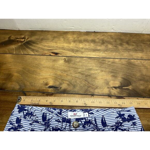 VINEYARD VINES Pants Women 4 Blue Tropical Island Striped Skinny Chino Palm Tree - Picture 8 of 10